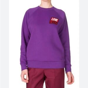 SANDRO Paris Love Fatima Bead Embroidered Jersey Sweatshirt in Purple Size 1
